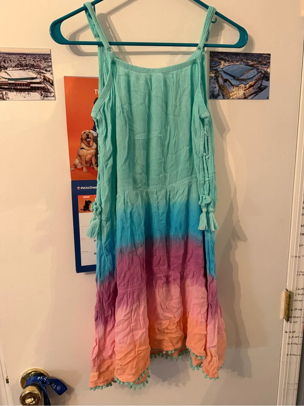 Justice Sleeveless Ombre Coverup with Pom Pom decals